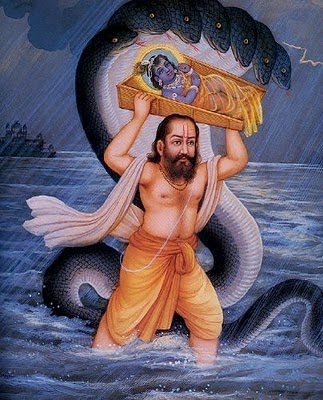 Vasudeva Carrying Baby Krishna in River Yamuna- Krishan Janmashtmi